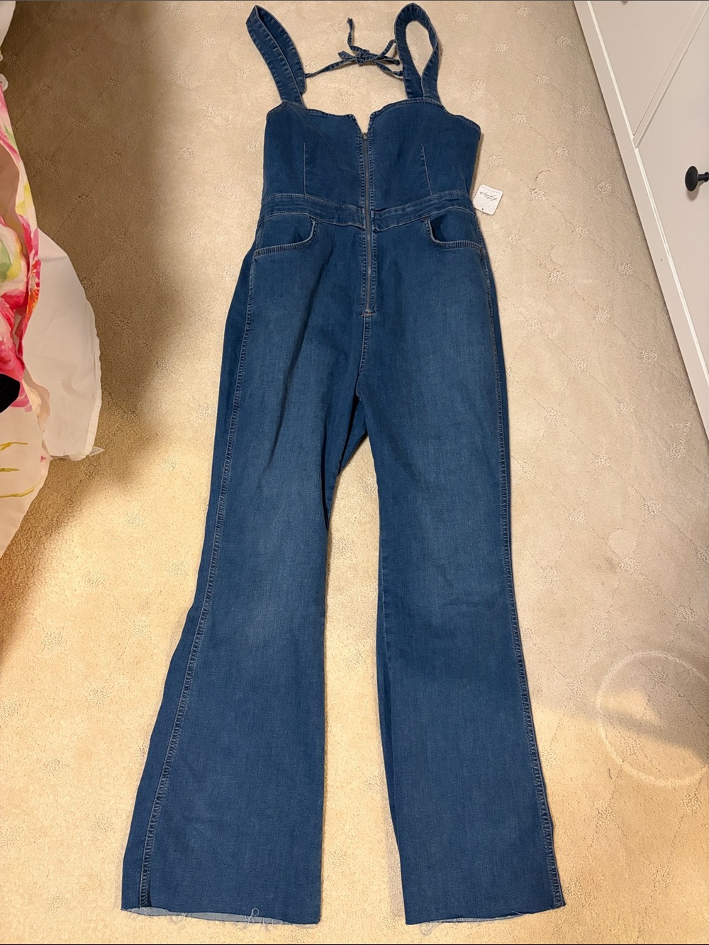 NWT Free People We The Free CRVY Blue Denim Jumpsuit Women's 14 Short